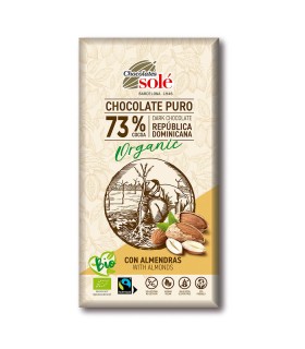 Chocolat Noir 73% Cacao aux Amandes 150g BIO