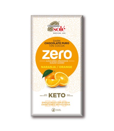 Chocolate Puro 72% Cacao con Naranja Keto Zero 100g