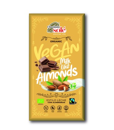 Chocolate Leche Vegetal con Almendras 90 g BIO