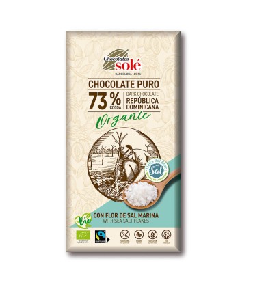 Dark Chocolate 73% Cocoa with Fleur de Sel 100g BIO