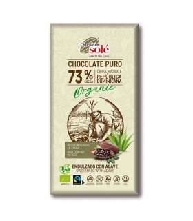Chocolat Noir 73% Cacao Édulcoré à l'Agave 100g BIO