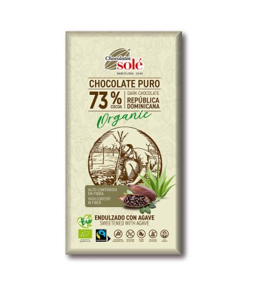 Chocolate Puro 73% Cacao Endulzado con Agave 100g BIO
